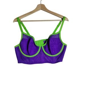 Cacique Fishnet & Lace Putple Long Line Demi Bra Size 42B